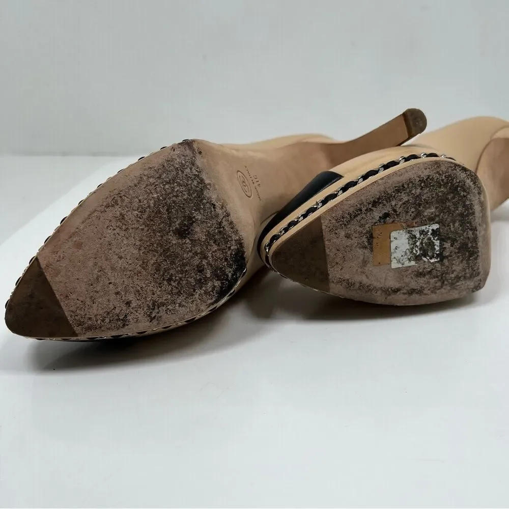 Chanel Beige And Black Classic Heels Size 41 - 10 US